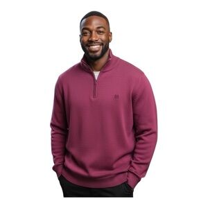 Chaps Mens Quarter Zip Sweater~Size Lrg~Maroon Long Sleeve Layering Shirt L3 32